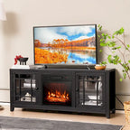 58 Inch Fireplace TV Stand with 3-Position Adjustable Shelves and 2 Cabinets with Doors