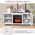 58 Inch Fireplace TV Stand with 3-Position Adjustable Shelves and 2 Cabinets with Doors