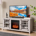 58 Inch Fireplace TV Stand with 3-Position Adjustable Shelves and 2 Cabinets with Doors