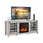 58 Inch Fireplace TV Stand with 3-Position Adjustable Shelves and 2 Cabinets with Doors