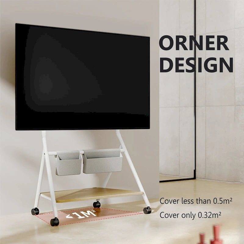 FITUEYES Modern Rolling TV Stand for 55-78 Inch TV Mobile TV Cart for Living Room Apartment