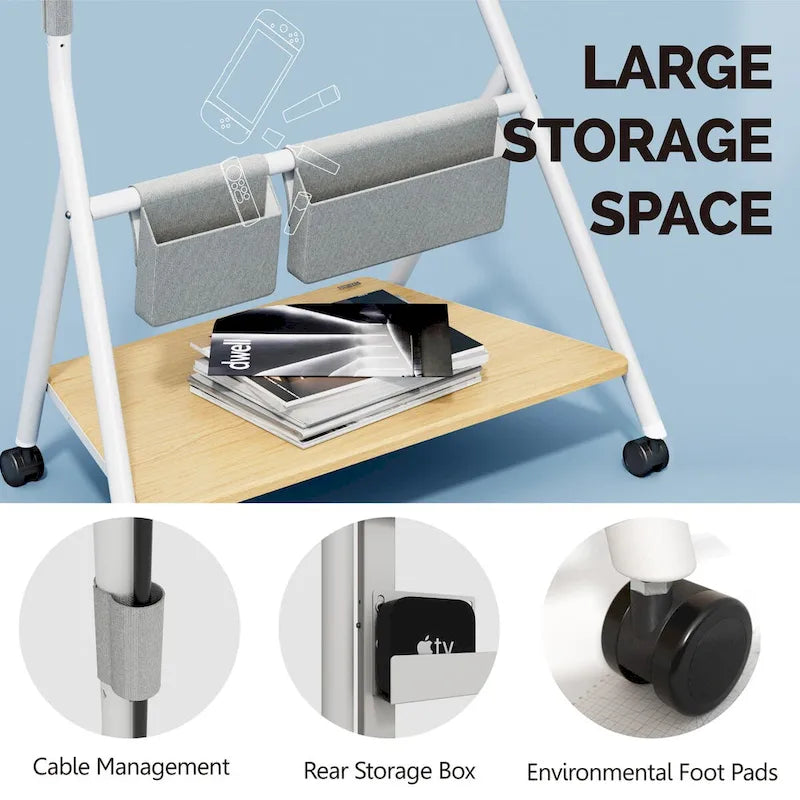 FITUEYES Modern Rolling TV Stand for 55-78 Inch TV Mobile TV Cart for Living Room Apartment