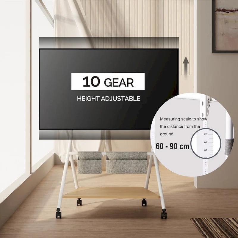 FITUEYES Modern Rolling TV Stand for 55-78 Inch TV Mobile TV Cart for Living Room Apartment