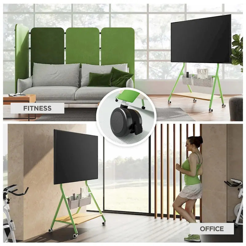 FITUEYES Modern Rolling TV Stand for 55-78 Inch TV Mobile TV Cart for Living Room Apartment