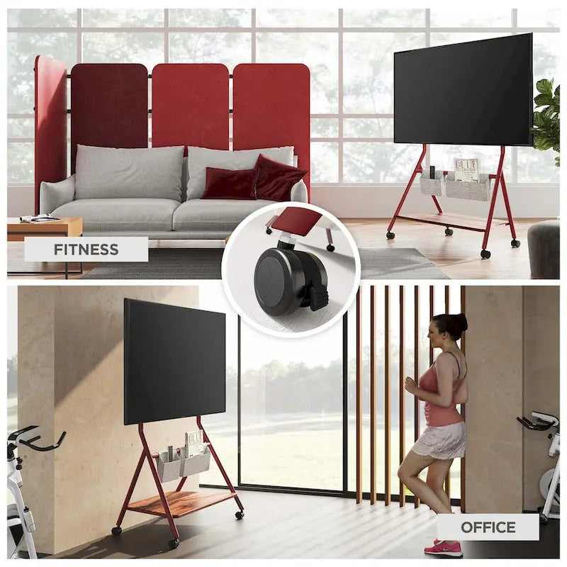 FITUEYES Modern Rolling TV Stand for 55-78 Inch TV Mobile TV Cart for Living Room Apartment