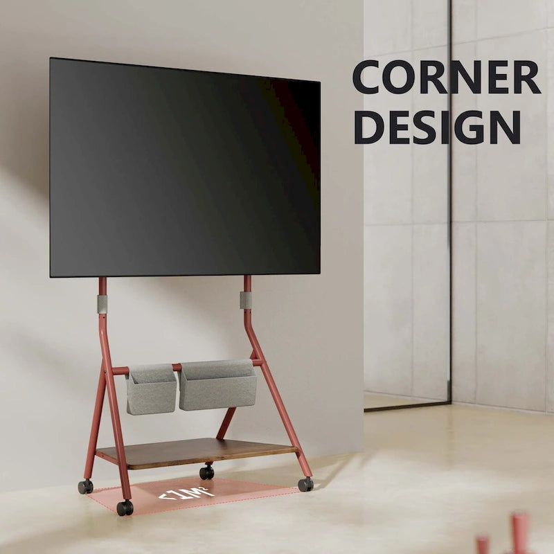 FITUEYES Modern Rolling TV Stand for 55-78 Inch TV Mobile TV Cart for Living Room Apartment