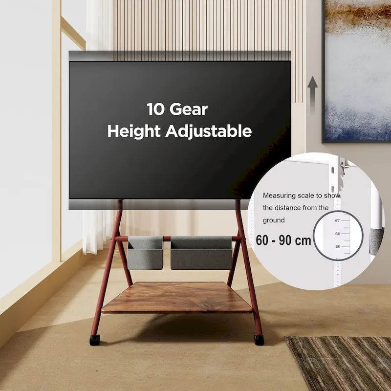 FITUEYES Modern Rolling TV Stand for 55-78 Inch TV Mobile TV Cart for Living Room Apartment