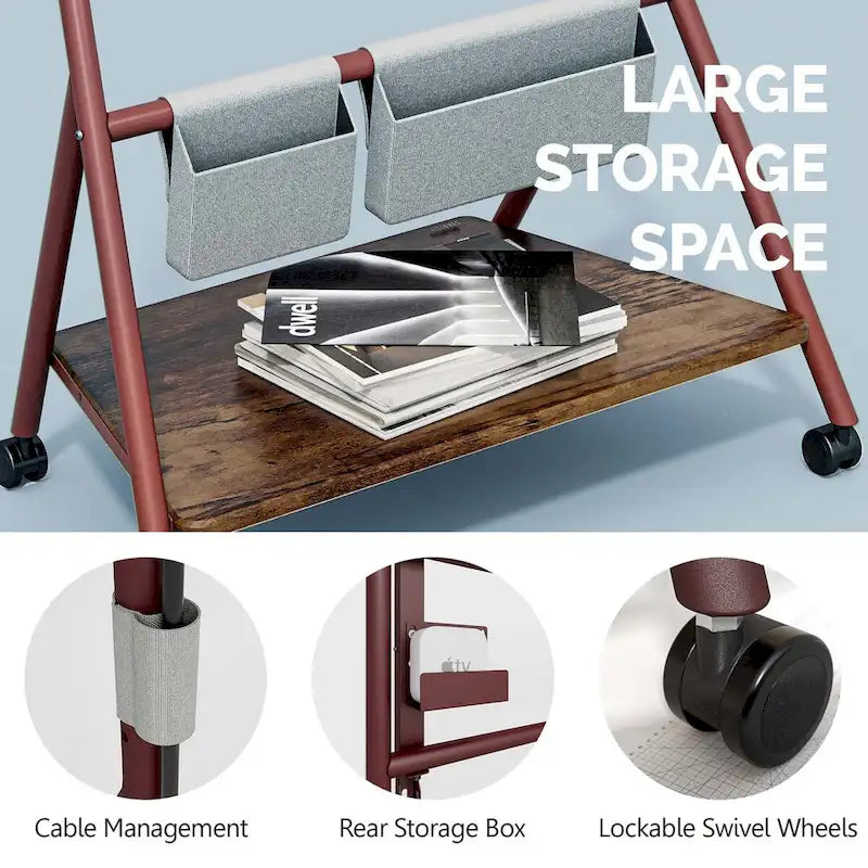 FITUEYES Modern Rolling TV Stand for 55-78 Inch TV Mobile TV Cart for Living Room Apartment