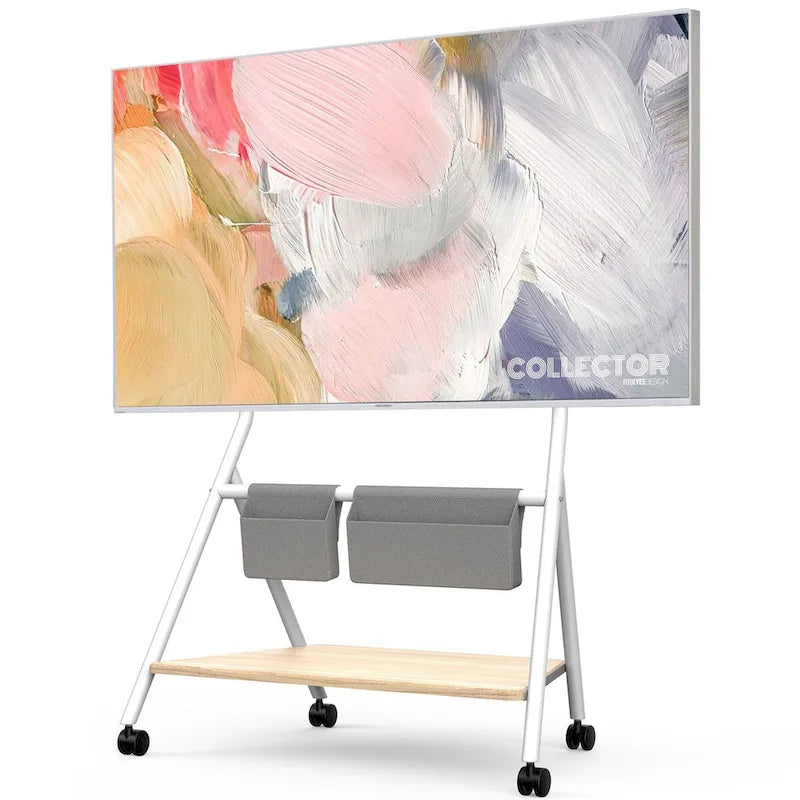 FITUEYES Modern Rolling TV Stand for 55-78 Inch TV Mobile TV Cart for Living Room Apartment