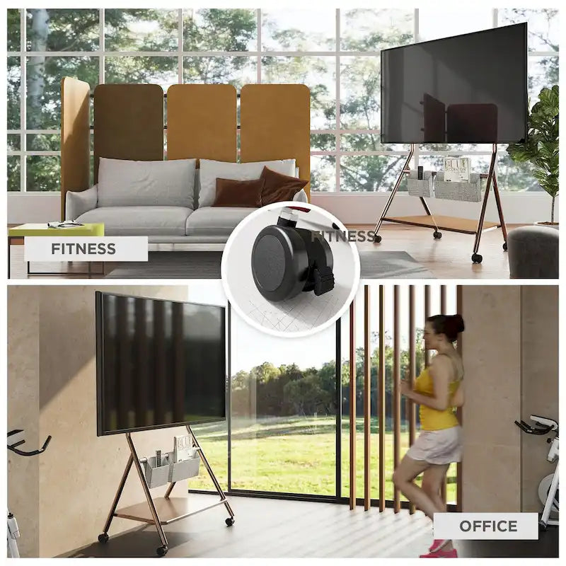 FITUEYES Modern Rolling TV Stand for 55-78 Inch TV Mobile TV Cart for Living Room Apartment