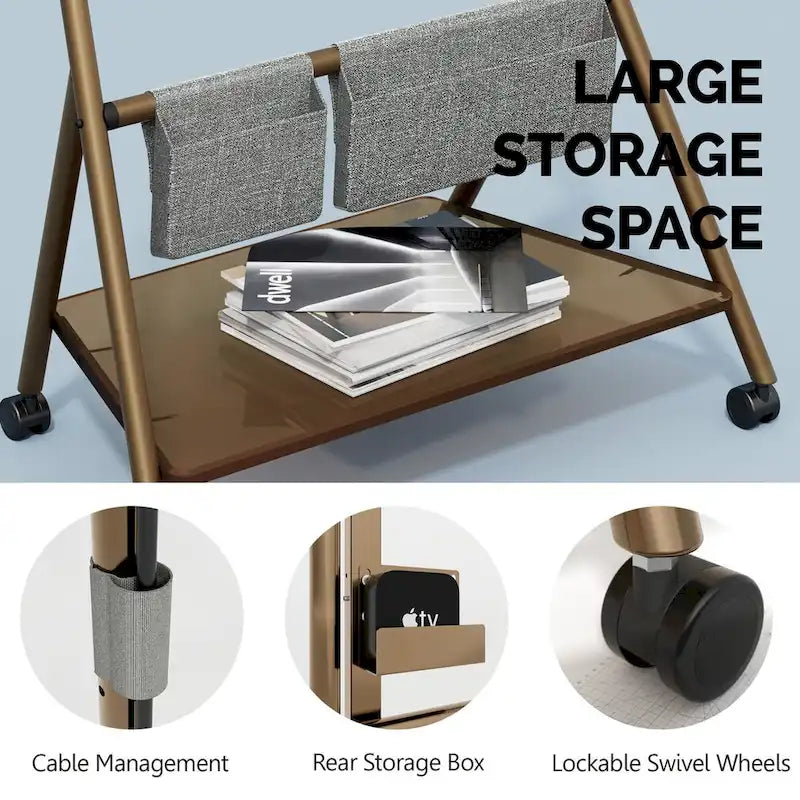 FITUEYES Modern Rolling TV Stand for 55-78 Inch TV Mobile TV Cart for Living Room Apartment