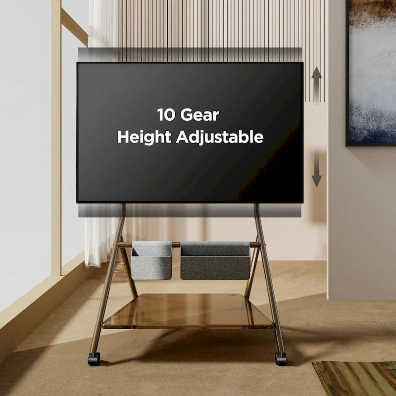 FITUEYES Modern Rolling TV Stand for 55-78 Inch TV Mobile TV Cart for Living Room Apartment