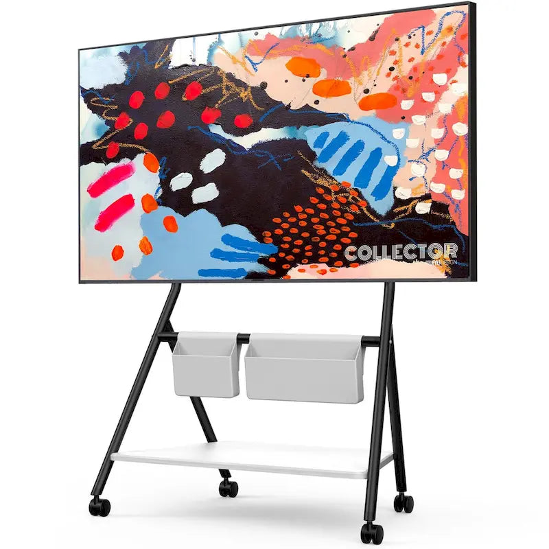 FITUEYES Modern Rolling TV Stand for 55-78 Inch TV Mobile TV Cart for Living Room Apartment