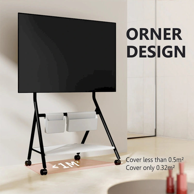 FITUEYES Modern Rolling TV Stand for 55-78 Inch TV Mobile TV Cart for Living Room Apartment
