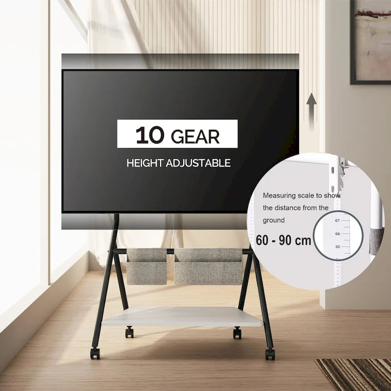 FITUEYES Modern Rolling TV Stand for 55-78 Inch TV Mobile TV Cart for Living Room Apartment