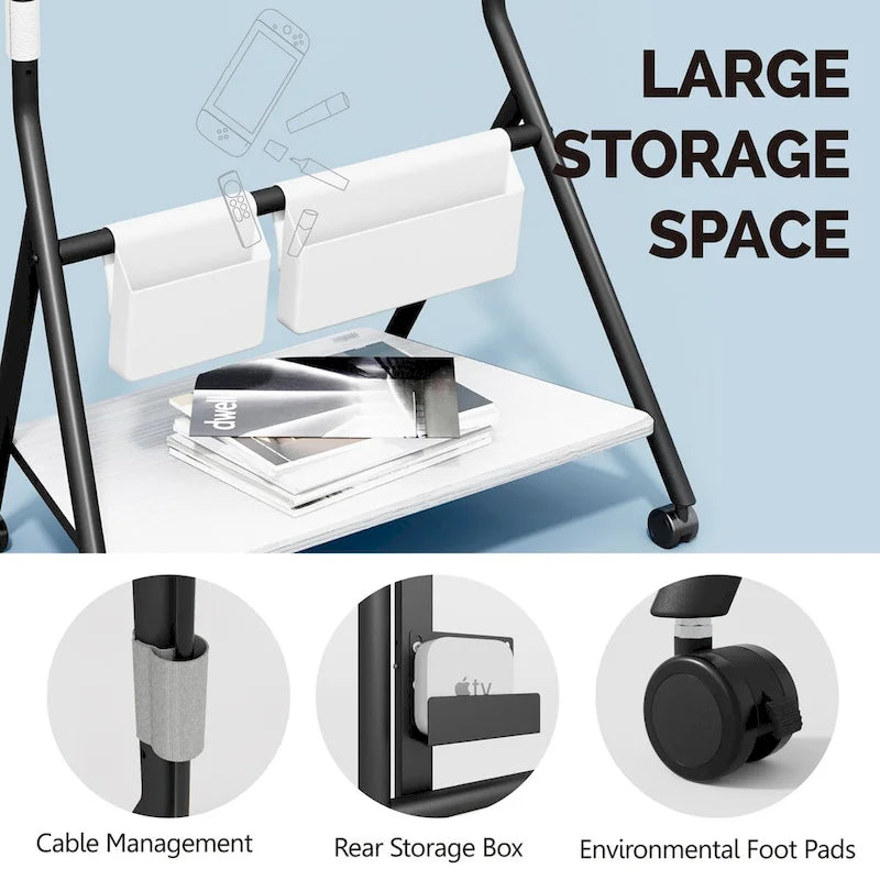 FITUEYES Modern Rolling TV Stand for 55-78 Inch TV Mobile TV Cart for Living Room Apartment