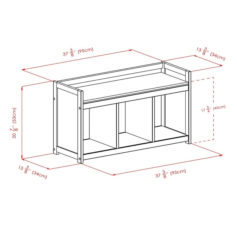 Addison 2-Pc Storage Bench with Seat Cushion, Espresso - 37.5W x 13.5D x 20.87H