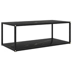 vidaXL Coffee Table Black 39.4x19.7x13.8 Tempered Glass - 39.4 x 19.7 x 13.8