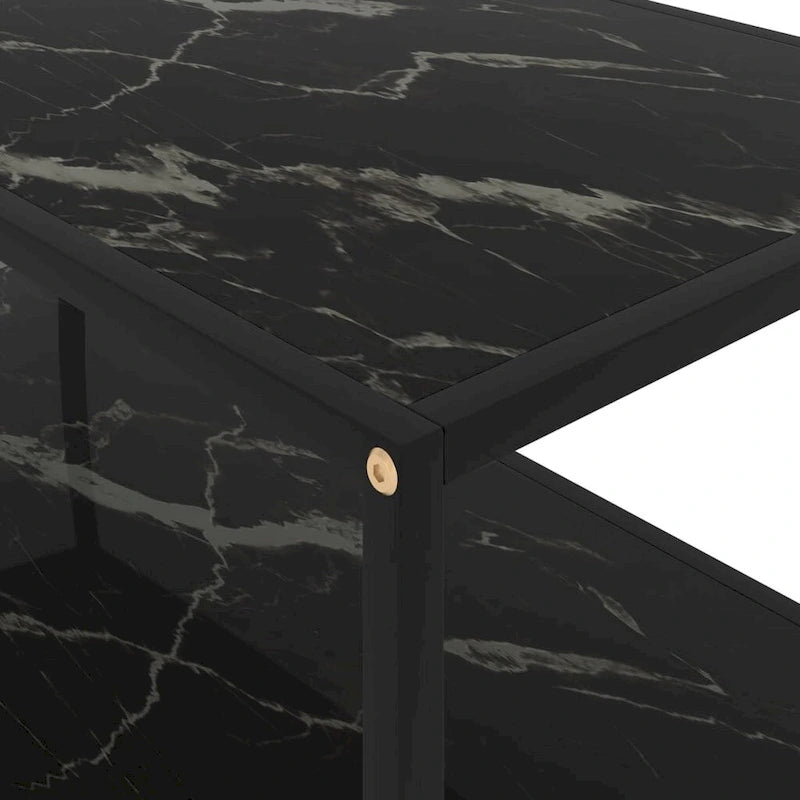 vidaXL Coffee Table Black 39.4x19.7x13.8 Tempered Glass - 39.4 x 19.7 x 13.8