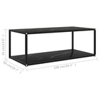 vidaXL Coffee Table Black 39.4x19.7x13.8 Tempered Glass - 39.4 x 19.7 x 13.8