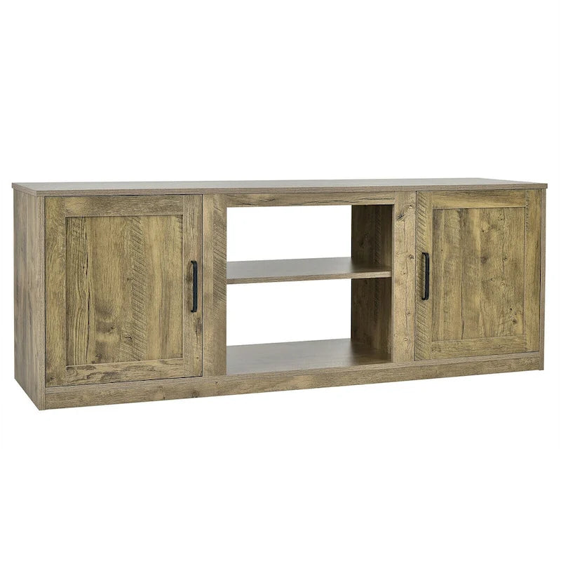 58 Inches TV Stand with 2 Storage Cabinets and 3-Position Adjustable Shelves