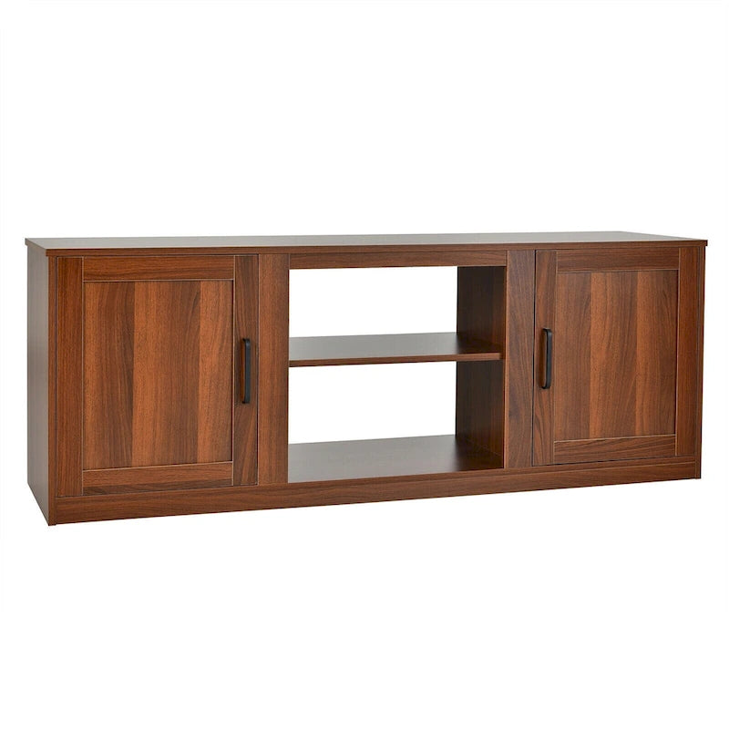 58 Inches TV Stand with 2 Storage Cabinets and 3-Position Adjustable Shelves