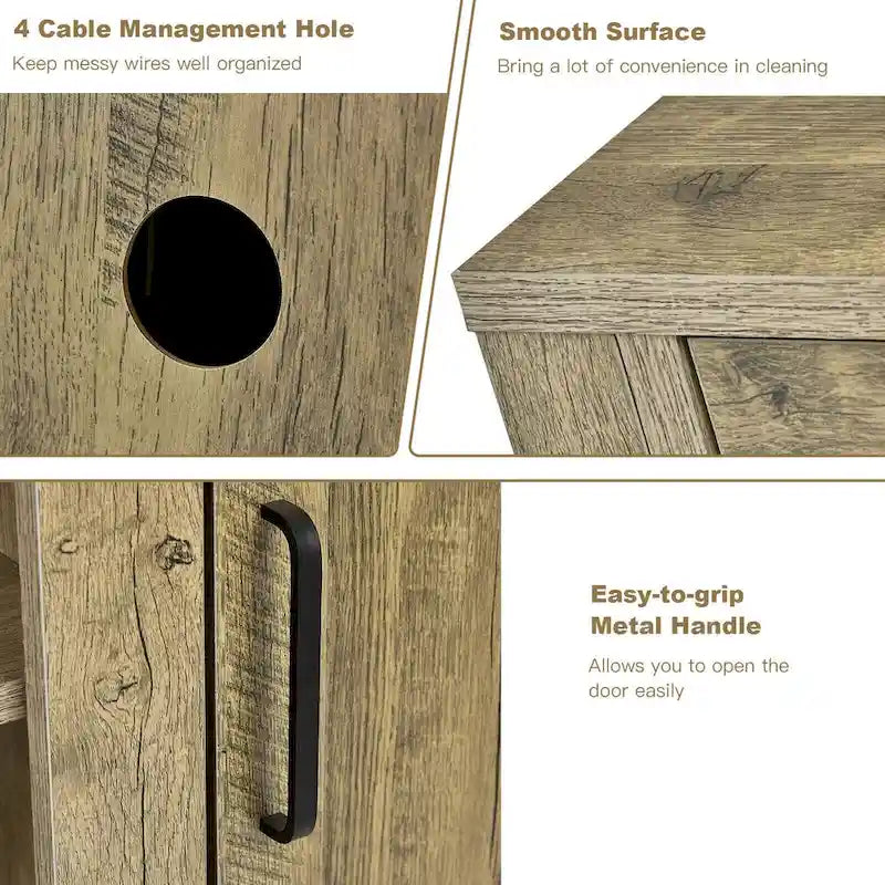 58 Inches TV Stand with 2 Storage Cabinets and 3-Position Adjustable Shelves