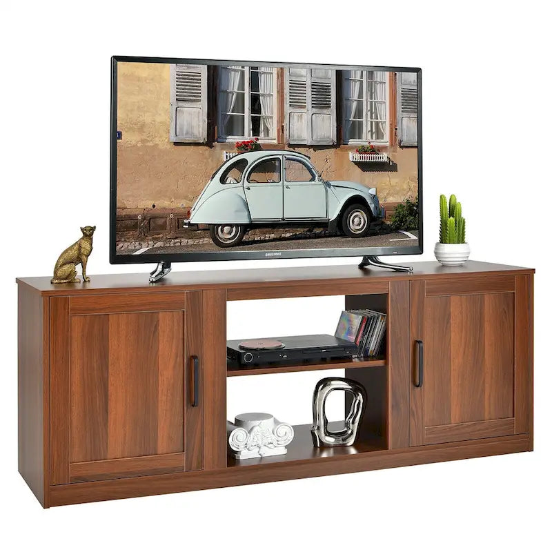 58 Inches TV Stand with 2 Storage Cabinets and 3-Position Adjustable Shelves