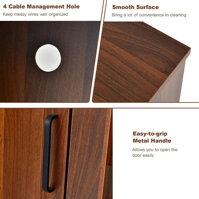 58 Inches TV Stand with 2 Storage Cabinets and 3-Position Adjustable Shelves