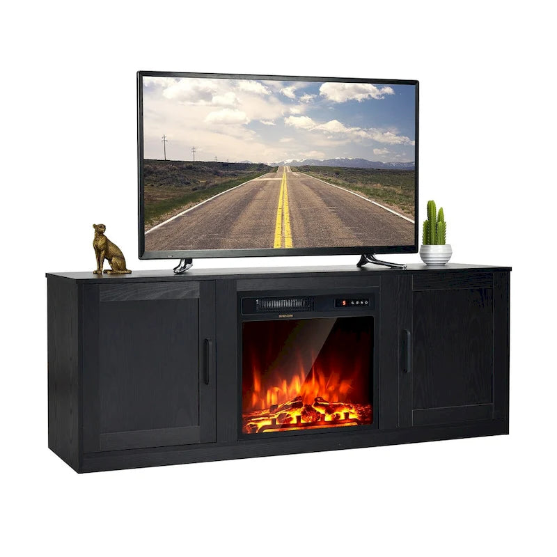 58 Inches TV Stand with 2 Storage Cabinets and 3-Position Adjustable Shelves