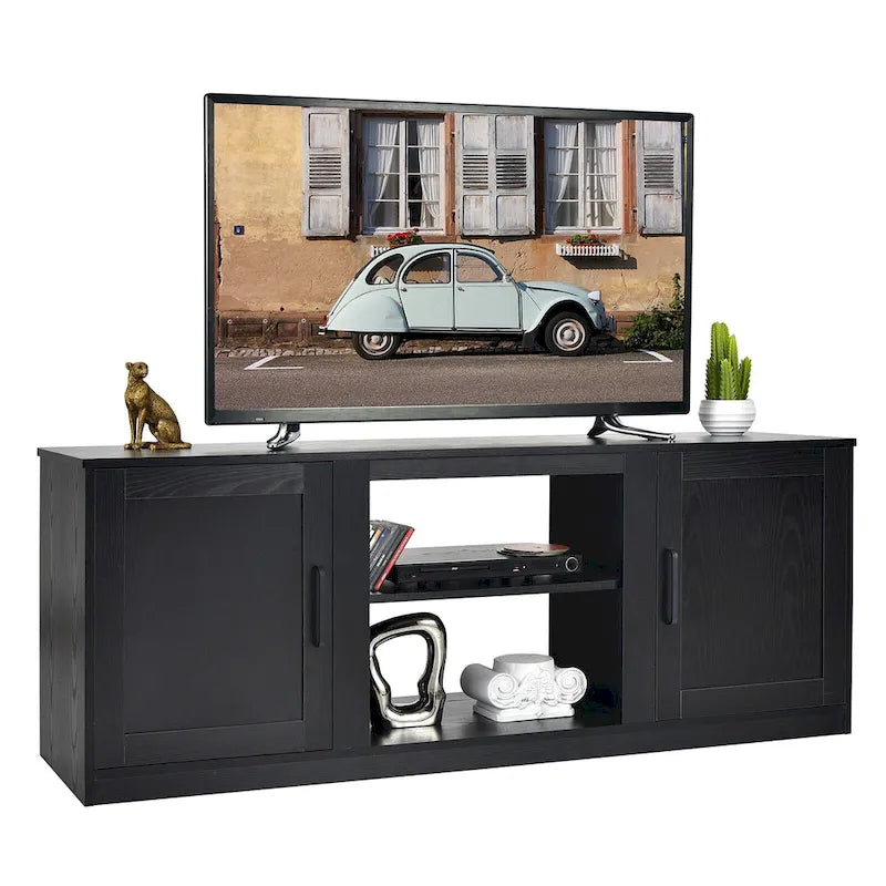 58 Inches TV Stand with 2 Storage Cabinets and 3-Position Adjustable Shelves