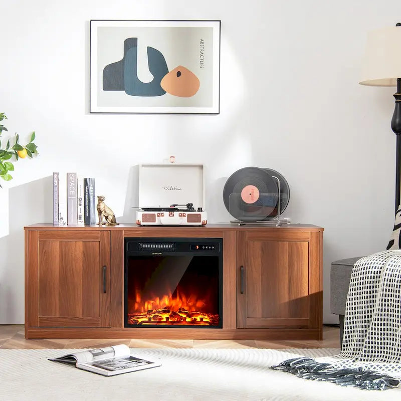 Costway 58 Fireplace TV Stand Entertainment Console W/ 18 Electric