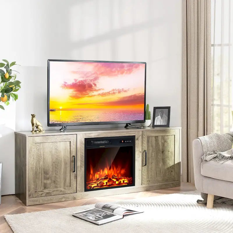 Costway 58 Fireplace TV Stand Entertainment Console W/ 18 Electric