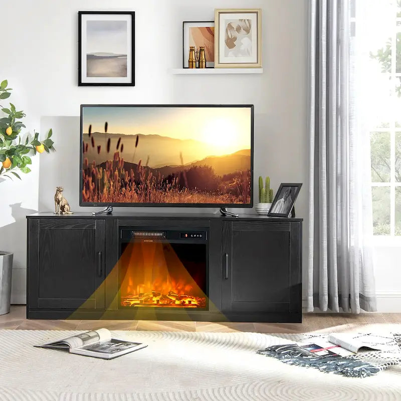 Costway 58 Fireplace TV Stand Entertainment Console W/ 18 Electric