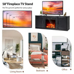 Costway 58 Fireplace TV Stand Entertainment Console W/ 18 Electric