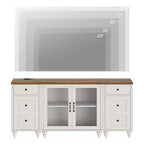 LED TV Stand for 75 Inch TV, 3-in-1 TV Cabinet & Side Table Set, White - 67 Inch