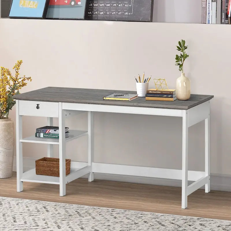 Saint Birch Finley Contemporary Two-Tone 59-inch Writing Desk with Storage
