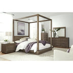 Carbon Loft Carnegie King-size Canopy Bed in Dark Pine
