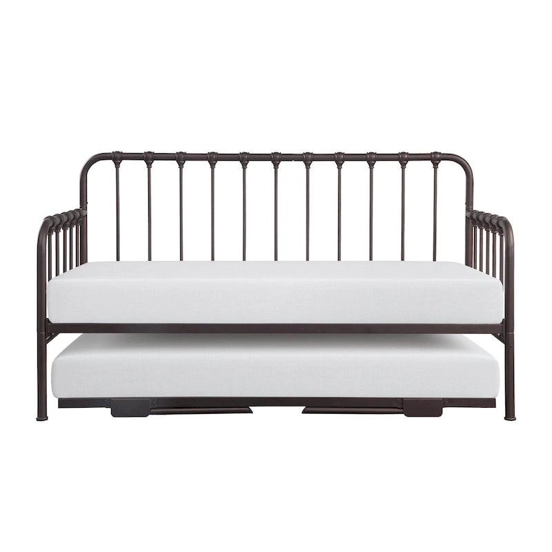 Ziva Daybed with Lift Up Trundle, Dark Bronze Metal Frame, Folding Legs