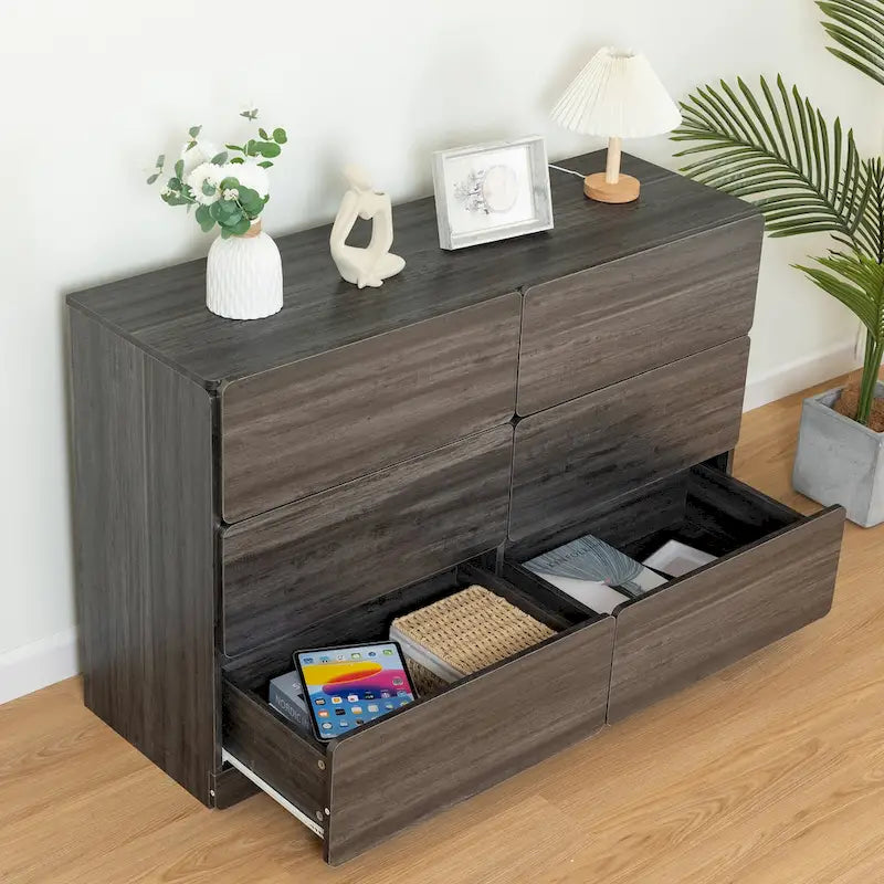 6-Drawer 47 in. W Dresser Chest of Drawers,Buffet Server Console Table Storge Cabinets,Accent Storage Cabinets No Handle