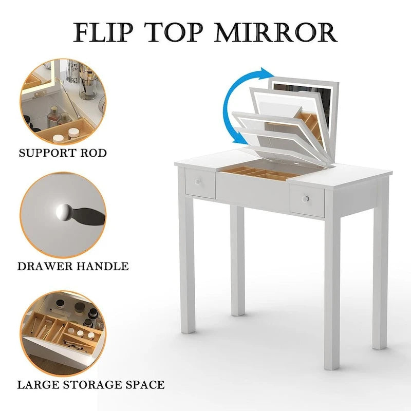32.99 Makeup Storage Table Makeup With LED Light &Mirror