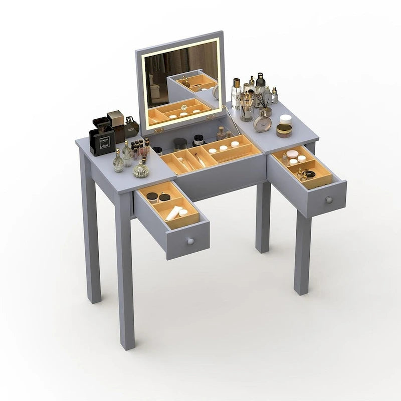 32.99 Makeup Storage Table Makeup With LED Light &Mirror