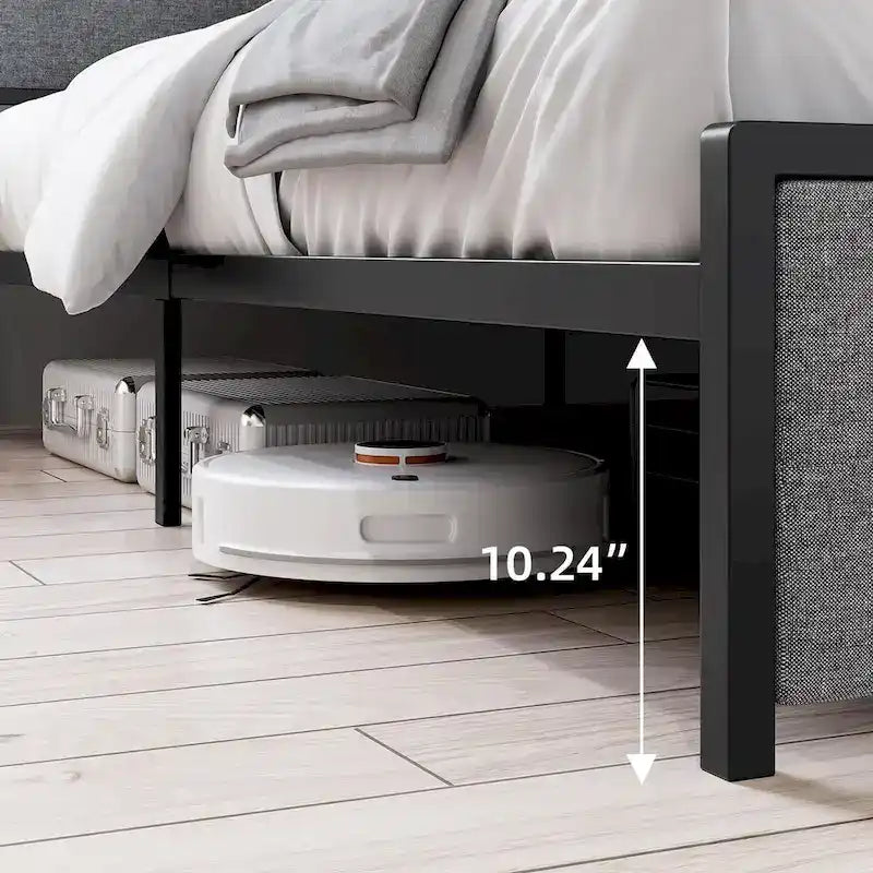 King Size Bed Frame with Storage Headboard and Charging Station