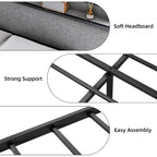 King Size Bed Frame with Storage Headboard and Charging Station