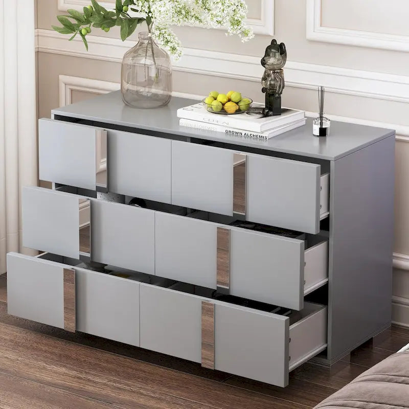 Mirrored Storage Cabinet with 6 Drawers