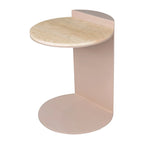 Javier 20 Contemporary Natural Marble/Metal Handmade C-Shaped End Table, Beige/Pink Beige, by JONATHAN Y.
