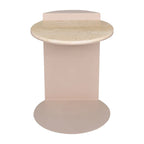 Javier 20 Contemporary Natural Marble/Metal Handmade C-Shaped End Table, Beige/Pink Beige, by JONATHAN Y.