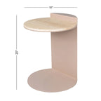 Javier 20 Contemporary Natural Marble/Metal Handmade C-Shaped End Table, Beige/Pink Beige, by JONATHAN Y.