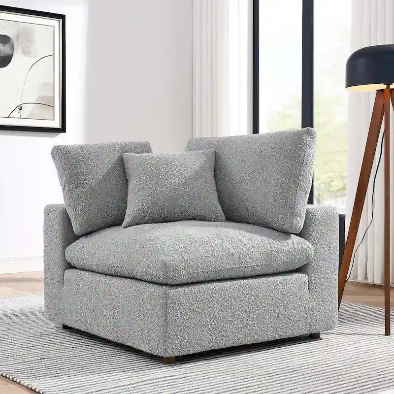 Commix Down Filled Overstuffed Boucle Fabric Corner Chair