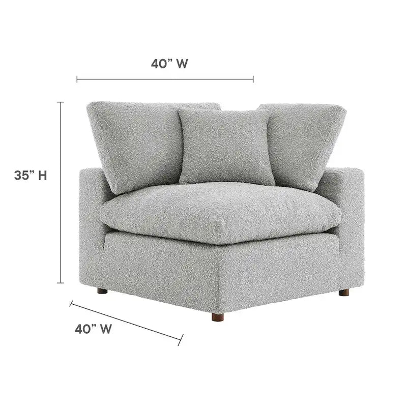 Commix Down Filled Overstuffed Boucle Fabric Corner Chair